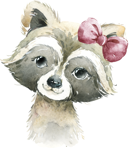 (s313-1-3B-10) Baby Racoon Maroon Bow