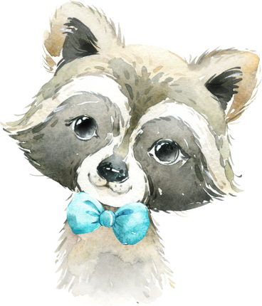 (s313-1-3B-13) Baby Racoon Turquoise Blue Bowtie