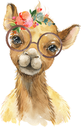 (s313-1-4C-40_2) Baby Camel Glasses Flowers