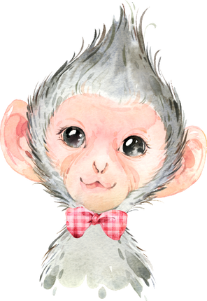 (s313-1-2D-18) Baby Monkey Red Bowtie