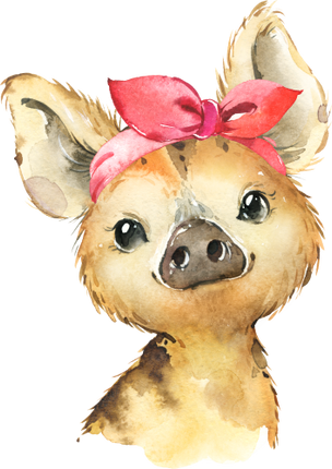 (s313-1-3D-1) Baby Pig Red Bandana Headband