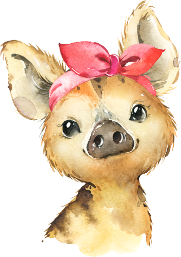 (s313-1-3D-1) Baby Pig Red Bandana Headband