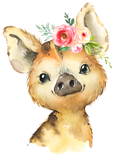 (s313-1-3D-57) Baby Pig Flowers