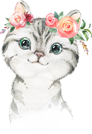 (s313-1-2E-44) Baby Cat Kitten Flowers