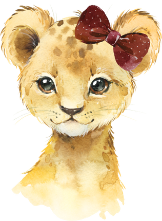 (s313-1-3E-11) Baby Lion Maroon Bow