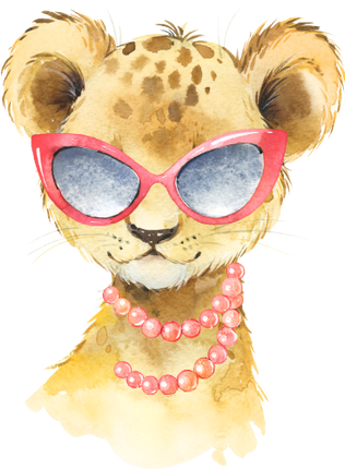 (s313-1-3E-5_7) Baby Lion Sunglasses Pearl Necklace