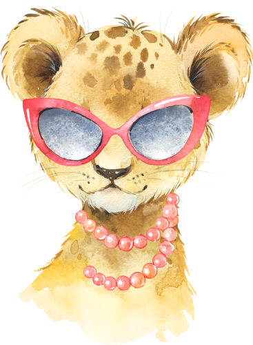 (s313-1-3E-5_7) Baby Lion Sunglasses Pearl Necklace