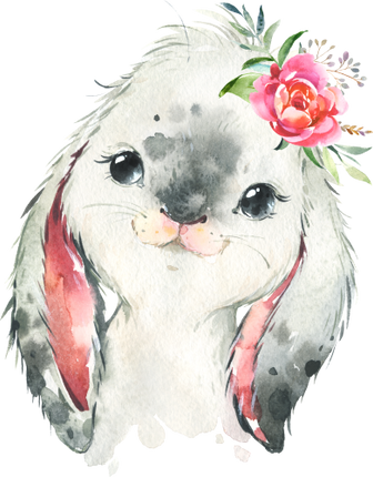 (s313-1-1G-32) Baby Lop Rabbit Flowers