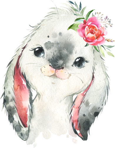 (s313-1-1G-32) Baby Lop Rabbit Flowers
