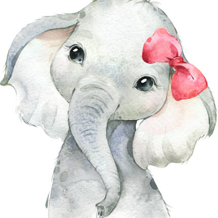 (s313-1-3G-15) Baby Elephant Red Bow