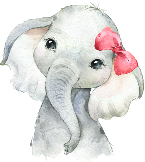 (s313-1-3G-15) Baby Elephant Red Bow