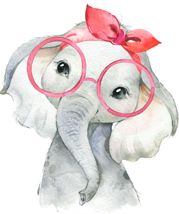 (s313-1-3G-1_23) Baby Elephant  Red Headband Glasses