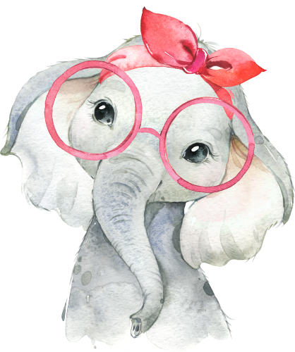 (s313-1-3G-1_23) Baby Elephant  Red Headband Glasses