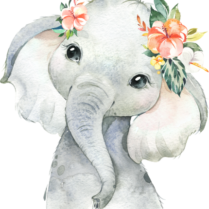 (s313-1-3G-41_4) Baby Elephant  Flowers