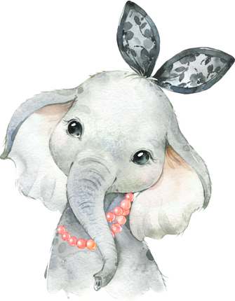 (s313-1-3G-4_7) Baby Elephant Headband Pearl Necklace