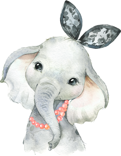 (s313-1-3G-4_7) Baby Elephant Headband Pearl Necklace