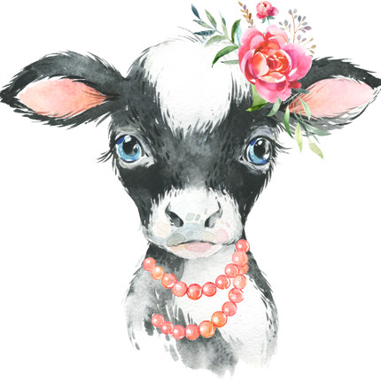 (s313-1-1H-32_7) Baby Cow Flowers Pearl Necklace