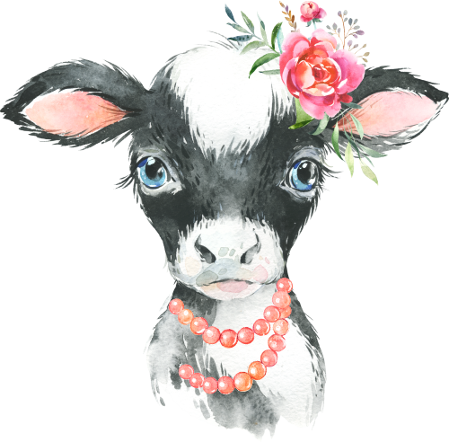 (s313-1-1H-32_7) Baby Cow Flowers Pearl Necklace