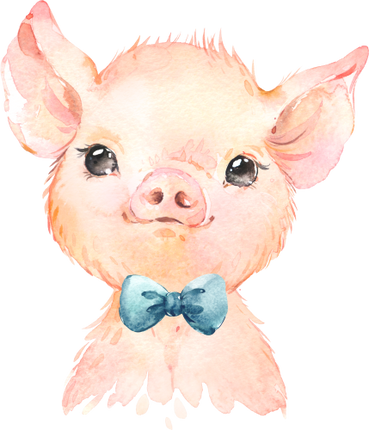 (s313-1-1J-9) Baby Pig Teal Bowtie