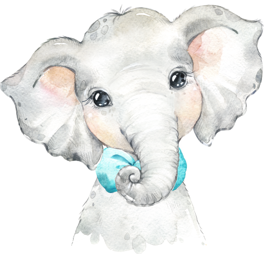 (s313-1-2J-13) Baby Elephant  Turquoise Bowtie