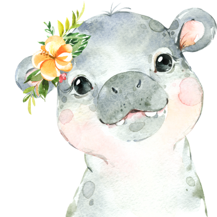 (s313-1-3K-42) Baby Hippo Flowers