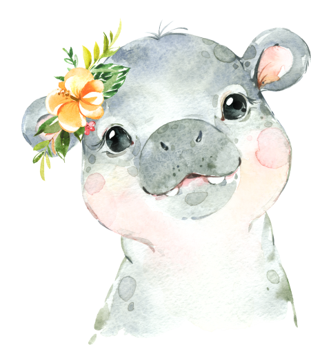 (s313-1-3K-42) Baby Hippo Flowers