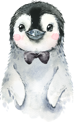 (s313-1-2L-14) Baby Penguin Black Bowtie