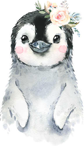 (s313-1-2L-38) Baby Penguin Flowers