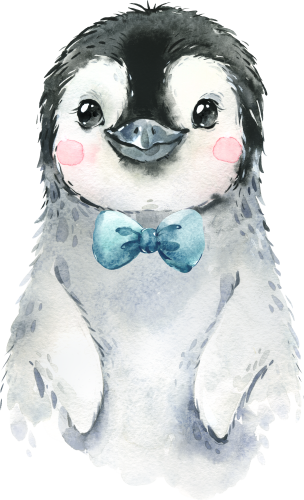 (s313-1-2L-9) Baby Penguin Teal Bowtie