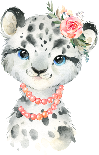(s313-1-2M-34_7) Baby Snow Leopard Flowers Pearl Necklace