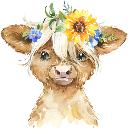 (s313-1-1N-35) Baby Highland Cow Flowers