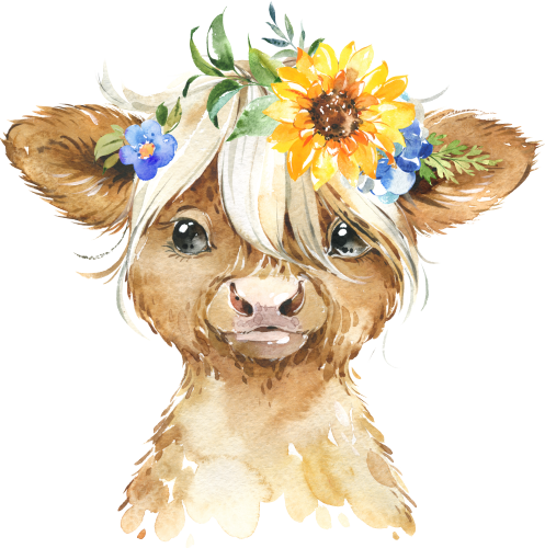 (s313-1-1N-35) Baby Highland Cow Flowers