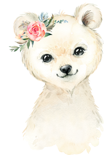 (s313-1-2N-34) Baby Polar Bear Flowers