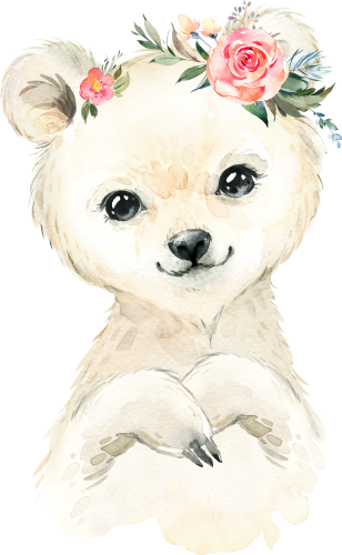 (s313-1-2O-34) Baby Polar Bear Flowers