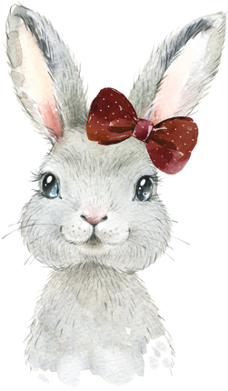 (s313-1-1P-11) Baby Bunny Rabbit Hare Maroon Bow