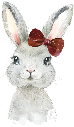 (s313-1-1P-11) Baby Bunny Rabbit Hare Maroon Bow