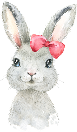 (s313-1-1P-15) Baby Bunny Rabbit Hare Red Bow