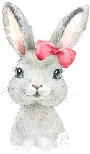 (s313-1-1P-15) Baby Bunny Rabbit Hare Red Bow