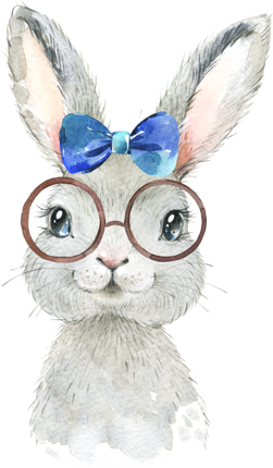 (s313-1-1P-22_8) Baby Bunny Rabbit Hare Blue Bow Glasses