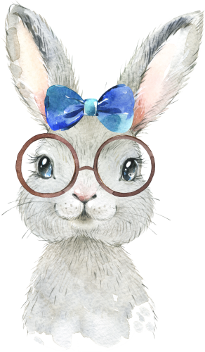 (s313-1-1P-22_8) Baby Bunny Rabbit Hare Blue Bow Glasses