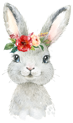 (s313-1-1P-31) Baby Bunny Rabbit Hare Flowers