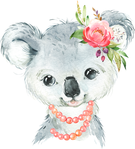 (s313-1-2P-30_7) Baby Koala Flowers Pearl Necklace