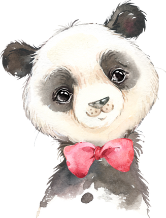 (s313-1-2Q-15) Baby Giant Panda  Red Bowtie