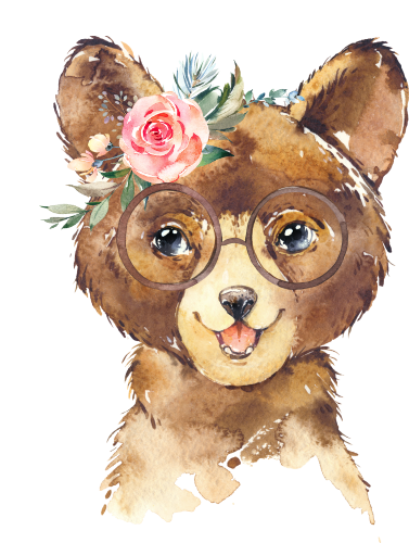 (s313-1-3Q-34_2) Baby Bear Flowers Glasses