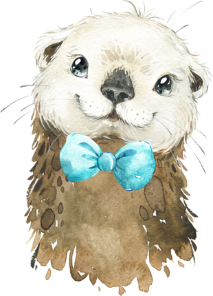 (s313-1-1R-13) Baby Otter Turquoise Bowtie