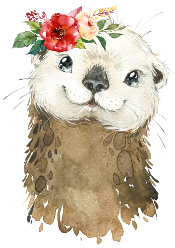 (s313-1-1R-31) Baby Otter Flowers