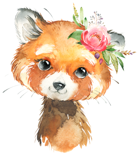 (s313-1-2R-30) Baby Red Panda Flowers