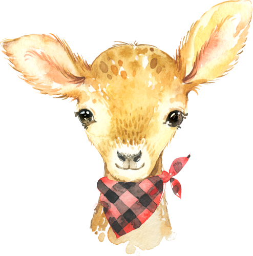 (s313-1-3R-24) Baby Deer Red Bandana