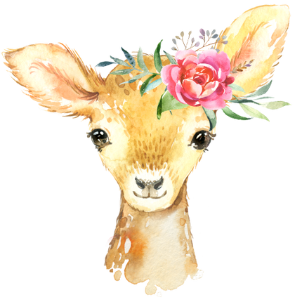 (s313-1-3R-32) Baby Deer Flowers