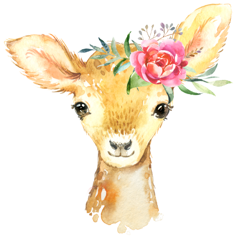(s313-1-3R-32) Baby Deer Flowers